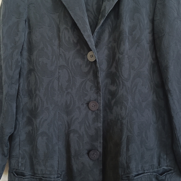 Donna Karan Silk Oversized Button Down Shirt Floral Elegant Flowy Sexy Boho SM - Picture 3 of 13